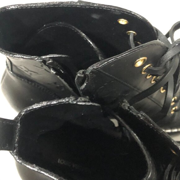 Rare & Auth Louis Vuitton Star Trail Ankle Boots Leather Black On Black Monogram - Picture 10 of 13